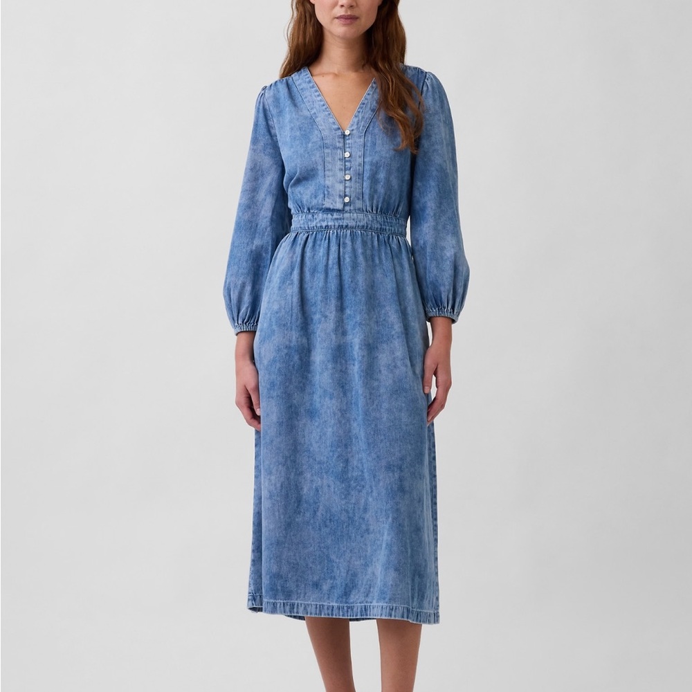 GAP Blue Denim Midi Dress